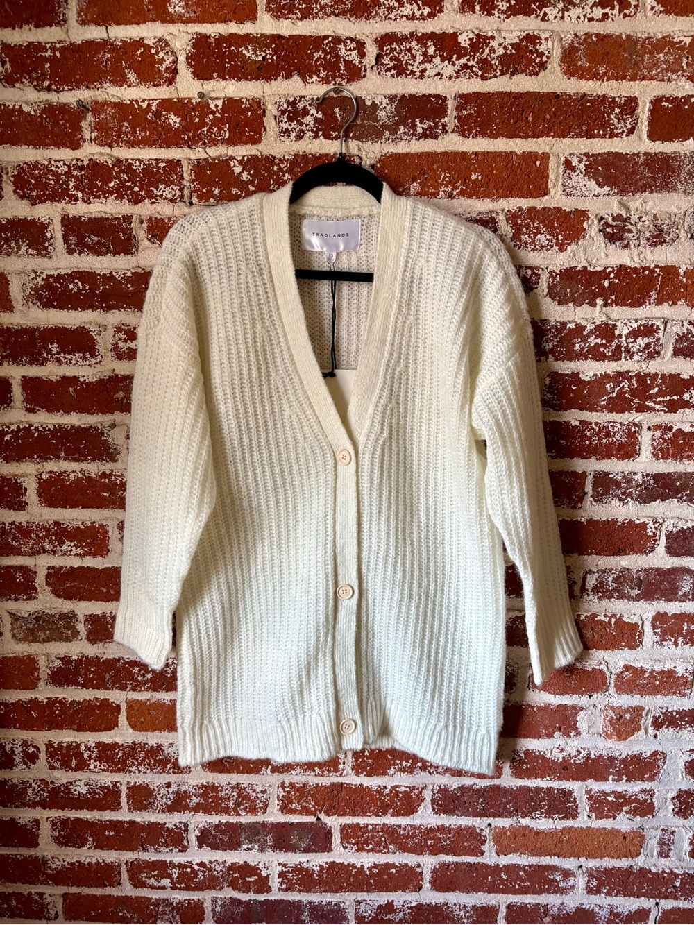 NWT Tradlands Shelter Cotton Cardigan Birch Cream Fisherman Knit